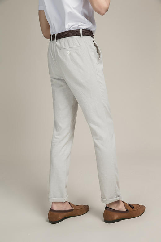 callisto浅卡其色麻质休闲裤 SOCPW055KA 商品图1