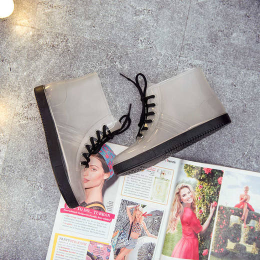 【雨季出行不用愁】韩版果冻透明防滑 加厚耐磨  时尚防水鞋下雨鞋 商品图3