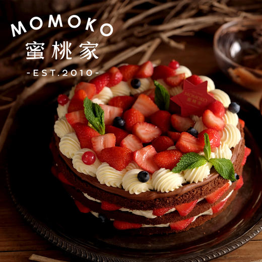 momoko蜜桃家浆果阵地戚风裸蛋糕巧克力甘纳许混合芝士奶油酱新鲜草莓