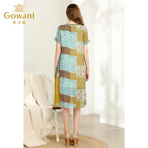 乔万尼夏洋气复古印花宽松气质真丝桑蚕丝连衣裙女中长款EN2E616 商品图2
