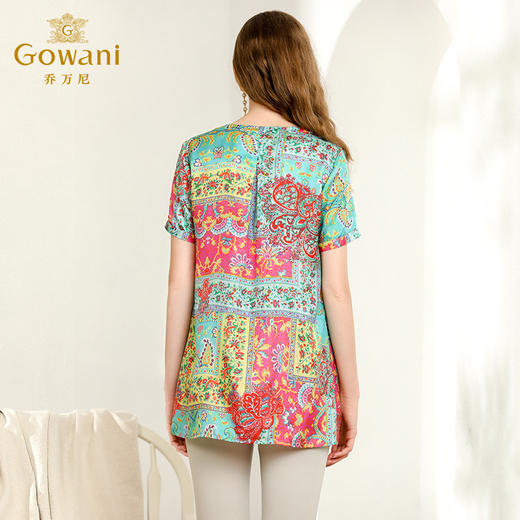 乔万尼夏衬衫复古印花宽松直筒气质真丝桑蚕丝上衣女中长EN2C619 商品图2