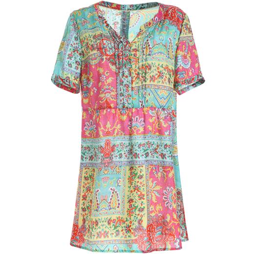 乔万尼夏衬衫复古印花宽松直筒气质真丝桑蚕丝上衣女中长EN2C619 商品图3