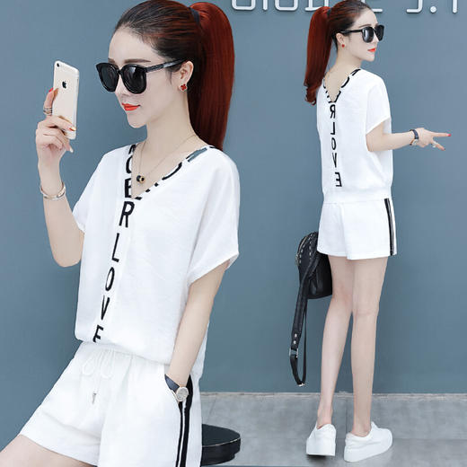 女装运动套装女夏季2019新款韩版宽松短袖休闲短裤时尚跑步服两件套潮