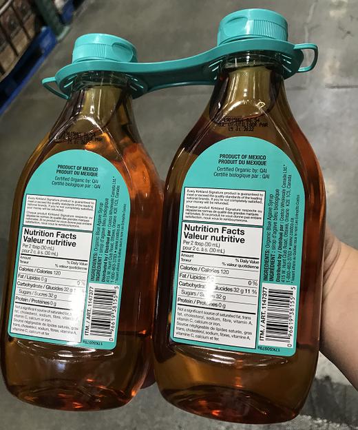 2瓶Kirkland agave有机天然龙舌兰糖浆 零脂低升糖代糖蜜（736ml*2瓶）2.1公斤 温哥华直邮 商品图1