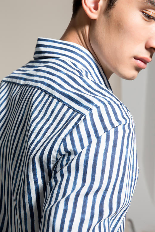 callisto渐变印花全棉条纹休闲衬衫 SOCSL003BL 商品图2