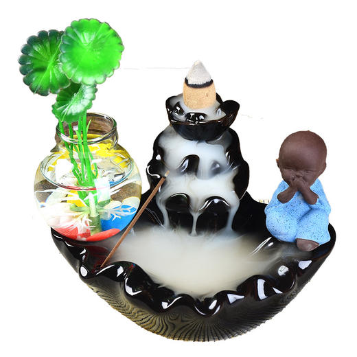 HTYS001-倒流香炉陶瓷摆件香薰炉熏香檀香炉沉香道创意莲花线香插香座 商品图4