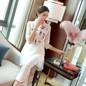 OG-99177夏季新款女装中国风刺绣修身唐装上衣