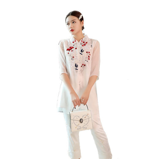 OG-99177夏季新款女装中国风刺绣修身唐装上衣 商品图4