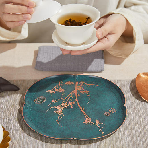 朱炳仁丨海棠盘 黄铜干泡台 商品图1