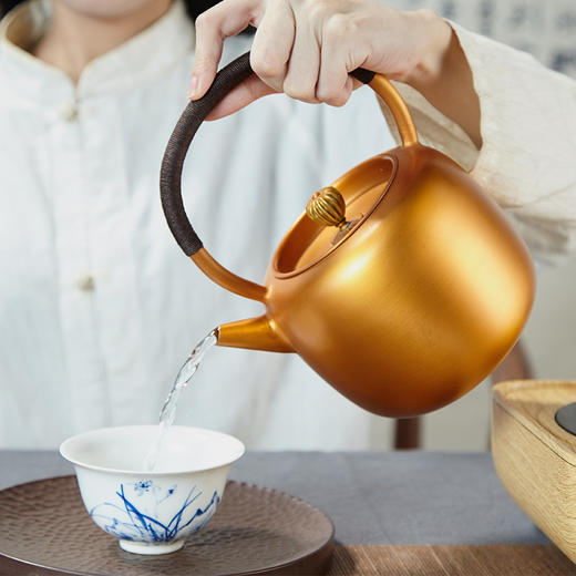 朱炳仁丨古风福禄铜壶 紫铜 1000ml 商品图2