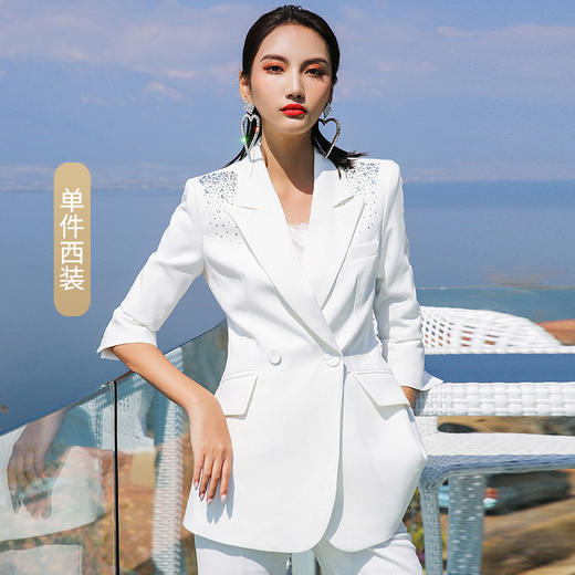 IWY/亮片白色西装套装女薄款时尚修身显瘦气质商务套装CP9601 商品图11