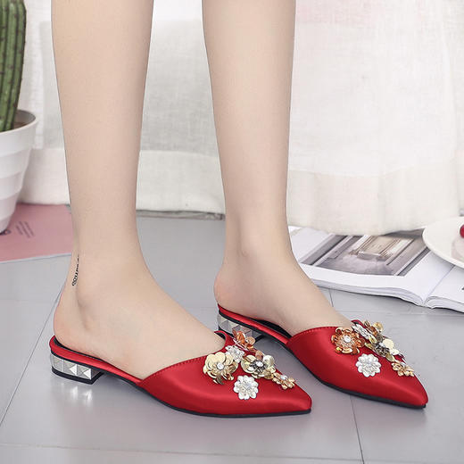 AF-9020新款韩版透气防滑水钻花朵平跟拖鞋 TZW 商品图1