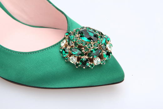 sheme  水晶宝石宴会女士高跟鞋 绿色 商品图1