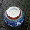 蓝地珐琅彩青花鱼藻纹莲纹杯 商品缩略图3