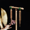 18K玫瑰金和田玉（碧玉）流苏耳饰--流年   半珠8mm/菠菜绿 商品缩略图1