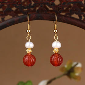 MSZR-韩国个性百搭珍珠简约小众玛瑙耳坠 TZW