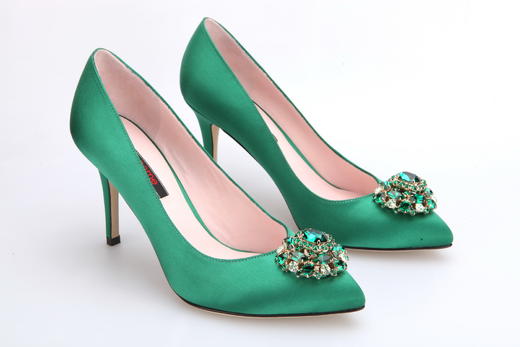 sheme  水晶宝石宴会女士高跟鞋 绿色 商品图3