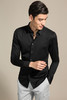 callisto黑色全棉针织小尖领衬衫 SOCSL076BK 商品缩略图0