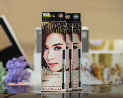 〖泰国〗进口Mistine 3D Brows Secret眉笔立体眉笔一字眉眉粉染眉膏三合一防水不晕染 商品图1