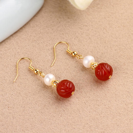 MSZR-韩国个性百搭珍珠简约小众玛瑙耳坠 TZW 商品图2