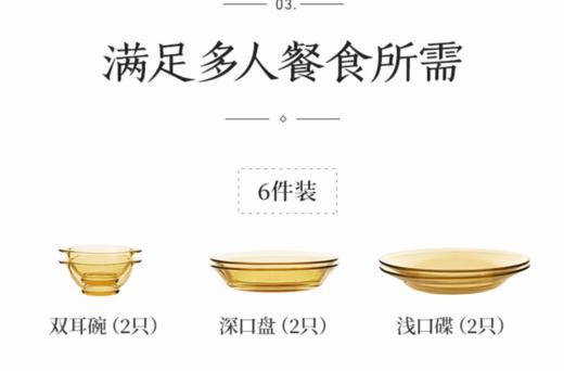 琥珀玻璃餐具碗浅深盘6件套 商品图0