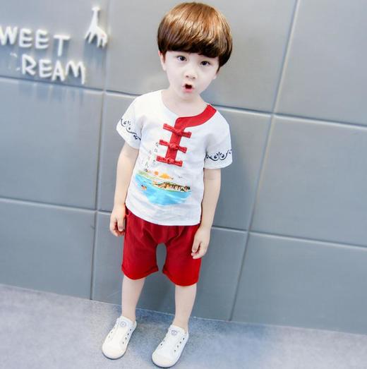 【童装】儿童汉服民族服装中小男童唐装夏季短袖校服两件套装 商品图2