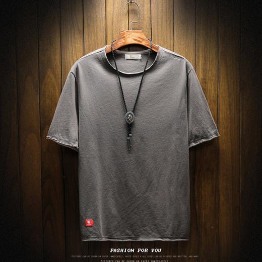 【服饰鞋包】短袖t恤男夏季男装纯色宽松大码男上衣圆领套头男式T恤 商品图2