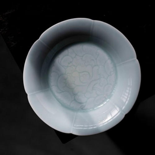 茶道配件-壶承-陶瓷影青葵口壶承（此杯2个起批，单买不发货） 商品图0