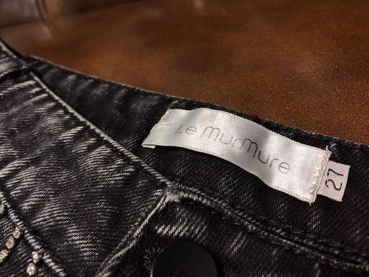 lemurmure新款流苏水钻装饰中高腰a字牛仔短裤