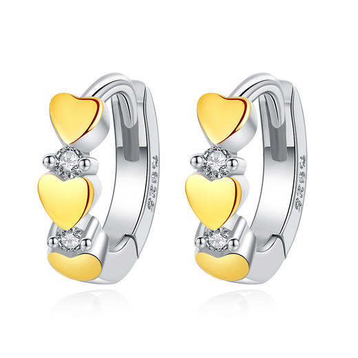 WH-W129韩国黄金分色气质个性百搭复古简约大气爱心形耳环 TZW 商品图1