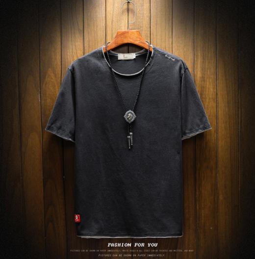 【服饰鞋包】短袖t恤男夏季男装纯色宽松大码男上衣圆领套头男式T恤 商品图0