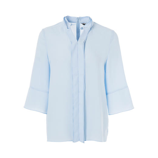 EITIE爱特爱女装夏季新品V领七分荷叶袖简约纯色衫上衣薄5713435 商品图4