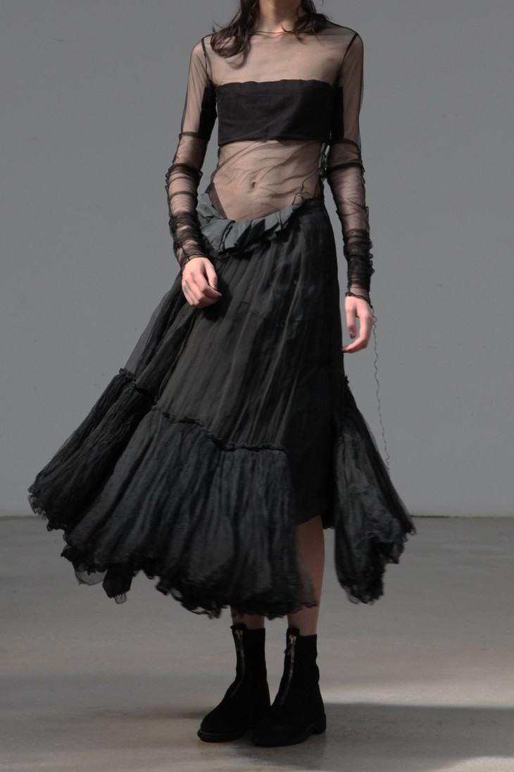 nostrasantissima99dts35黑色弹力薄纱上衣