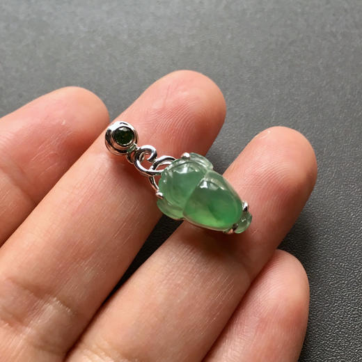 高冰种晴水绿翡翠金蟾18k白金镶嵌 商品图1