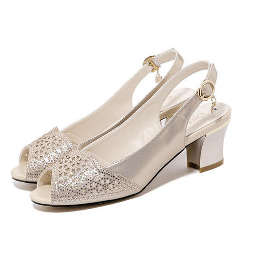 欧美粗跟水钻鱼嘴凉鞋lsjtp1870m3