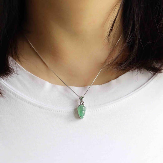 高冰种晴水绿翡翠金蟾18k白金镶嵌 商品图8