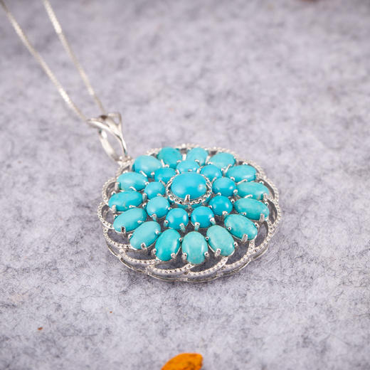 醍醐 原矿高瓷蓝松石 坛城 曼陀罗设计 吊坠（金银两色可选） 商品图4