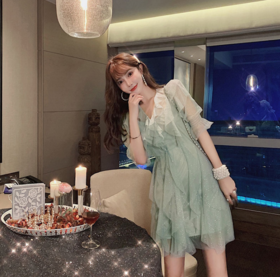 【服饰鞋包】夏装套装女名媛气质网纱连衣裙网红两件套