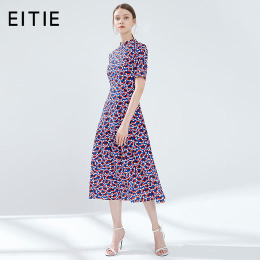 EITIE爱特爱女装夏季新品法国小众显瘦印花复古旗袍式连衣裙5907683 商品图1