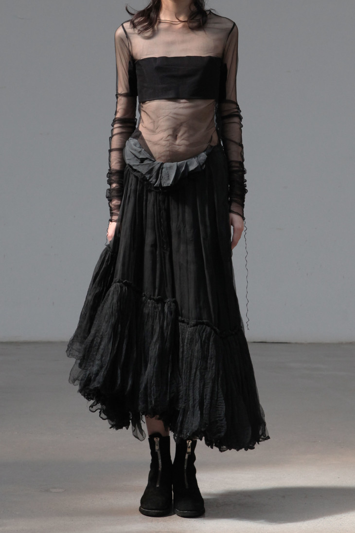 nostrasantissima99dts35黑色弹力薄纱上衣