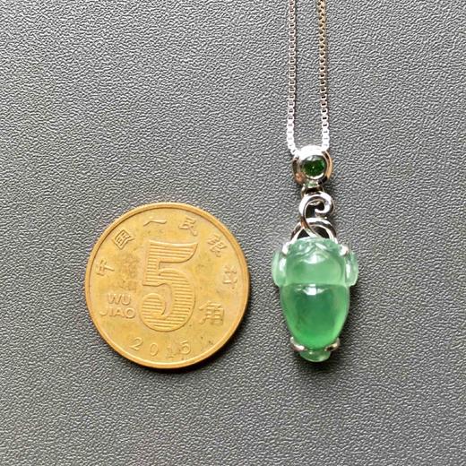 高冰种晴水绿翡翠金蟾18k白金镶嵌 商品图3