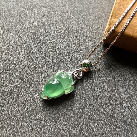 高冰种晴水绿翡翠金蟾18k白金镶嵌 商品图2