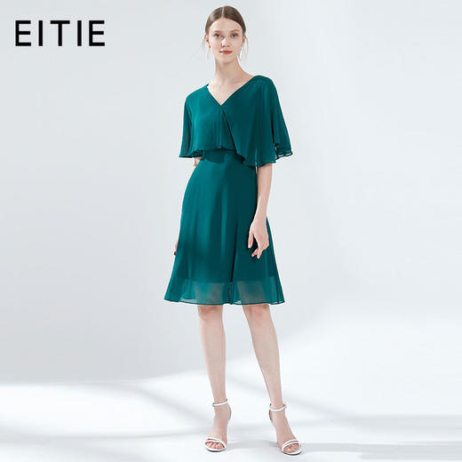 EITIE爱特爱女装夏季新款高端气质显瘦荷叶边垂坠连衣裙57074110 商品图1