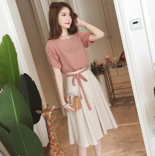 【服饰鞋包】短袖连衣裙夏季T恤雪纺女装夏季仙女裙套装 商品图0