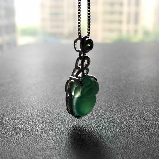 高冰种晴水绿翡翠金蟾18k白金镶嵌 商品图7