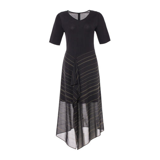 EITIE爱特爱女装夏季V领荷叶边开叉不规则柳丁修身连衣裙5907687 商品图4