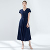 EITIE爱特爱女装夏季新品V领时尚气质收腰垂坠褶皱长款连衣裙5907690 商品缩略图1