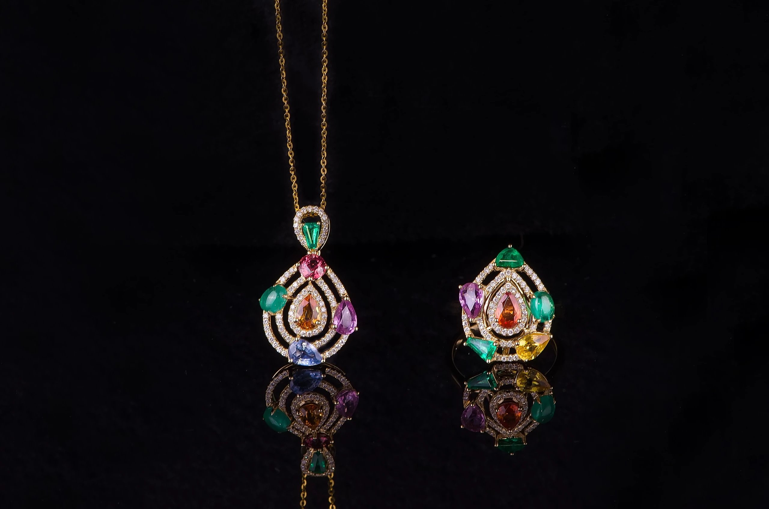 18k金祖母绿多宝撞色时尚戒指angiebella珠宝格格