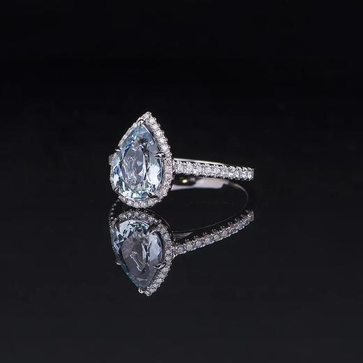 现货已售需定制angiebella巴西水滴形海蓝宝18k白金配钻镶嵌戒指婚戒