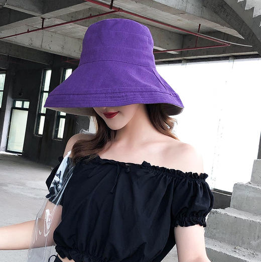 【网红潮牌遮阳帽，15种戴法，谁戴谁洋气】日系帽子双面拼色大沿春秋渔夫帽女遮阳帽防晒帽子韩可折叠 商品图5